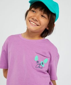T-shirt imprimé avec poche poitrine - VIOLET