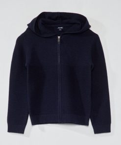Gilet à capuche en maille - Bleu