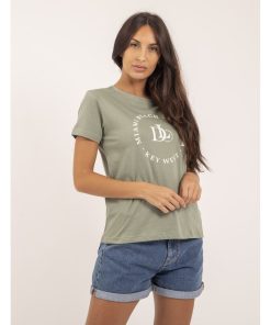 T-shirt col rond message FUSAIN - Vert