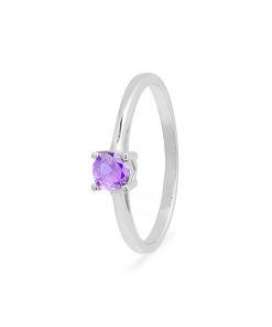 Bague otieno en argent 925 et zircon améthyste plaqué rhodium - Violet