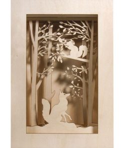 Cadre DIY en bois 3D Forêt de Noël 20 x 30 x 6,6 cm - Beige