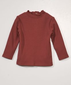 Sous pull côtelé avec demi ouverture dos - Rose foncé
