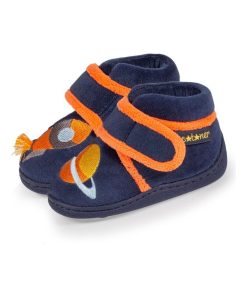 Chaussons Bottillons velcro Bébé Espace - Bleu marine