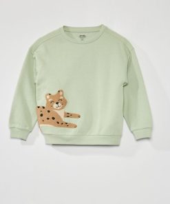 Sweat en molleton 'léopard' - Bleu vert