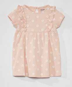 Robe volantée avec imprimé - Rose