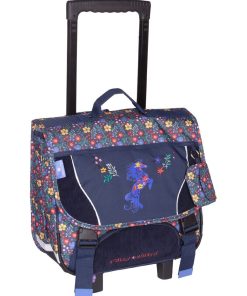 CARTABLE A ROULETTES 38 CM STALLA BIANCA POLKA - Bleu marine
