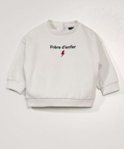 Sweat en molleton avec imprimé - Blanc
