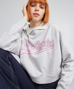 Sweat cropped style campus - Gris
