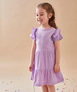Robe bi-matière, - Violet