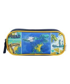 BAGTROTTER Trousse scolaire 2 compartiments Phileas Bleue Dinosaure - Bleu