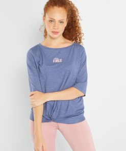 T-shirt 'stay free' - bleu