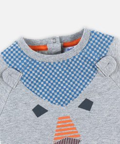 T-shirt en coton BIO, chiné - Gris