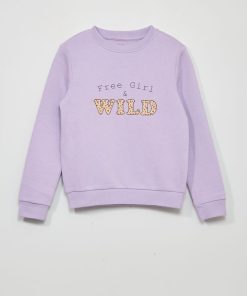 Sweat en molleton avec imprimé - Violet