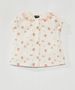 Blouse voile de coton et col claudine - Fleuri