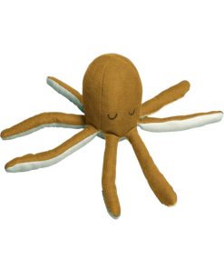 Peluche Octopus en coton biologique Pieuvre ocre (19 cm) - Marron