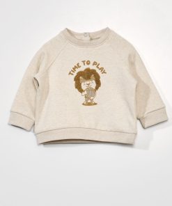 Sweat en molleton avec empiècement - Beige