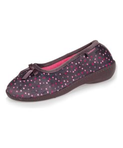 Chaussons Ballerines Talon Femme Pois Noeud - Multicolore
