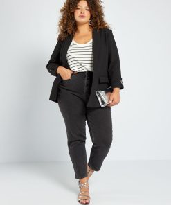 Jean mom taille haute 28L - 5 poches - Noir