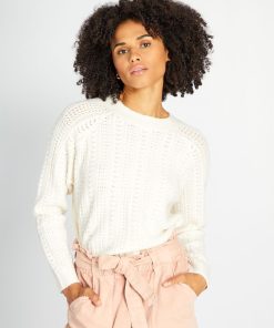Pull en maille ajourée - Blanc