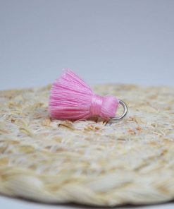 Gros Pendentif Pompon Coton Anneau acier inox - Bola grossesse DIY - - Rose