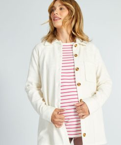 Chemise grossesse en velours côtelé - Blanc