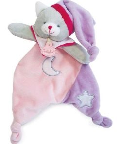 doudou Babynat Ours chat Rose BN0138 Les Luminescents Plat - Rose