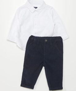 Ensemble pantalon + chemise - Blanc/marine