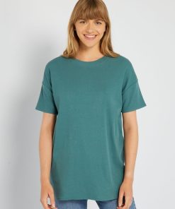 T-shirt long côtelé - Vert