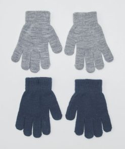 Lot de 2 paires de gants en maille - Bleu/gris