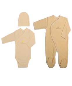 Eveil Et Nature Set Dorsbien Velours /body/bonnet Coton Bio - Jaune