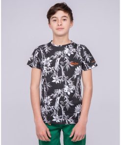 T-shirt col rond pur coton motifs NASCHOOL-J - Noir