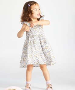 Ensemble robe + bloomer imprimé - écru fleuri