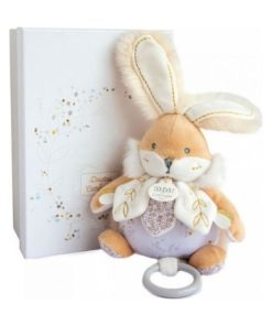 Coffret peluche musicale blanche Lapin de sucre (20 cm) - Beige