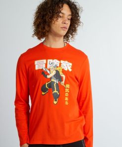 T-shirt à col rond manches longues - Orange