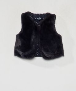 Veste sans manches fausse fourrure - Bleu foncé