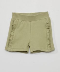 Short en molleton bords volantés - kaki