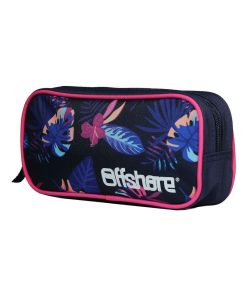 Trousse scolaire rectangulaire Offshore Hibiscus Bleue marine Bagtrotter - Bleu