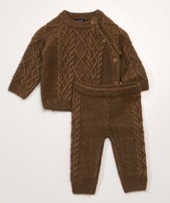 Ensemble pull + legging en maille torsadée - BEIGE