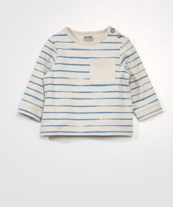 T-shirt en maille jersey - Bleu/blanc