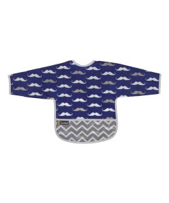 Bavoir Manches longues 6-12 mois Mustache - Bleu