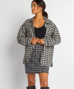 Surchemise en pied de poule - Noir