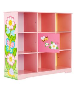 Bibliothèque enfant étagère de rangement petit placard central avec hauteur ajustable - Rose