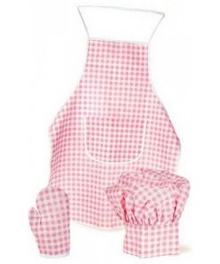 Tablier Manique Et Toque Et Toque Vichy Rose - N/A
