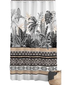 Rideau de douche Modele Feuilles Tikal - Beige