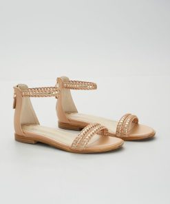 Sandales plates - Marron/doré