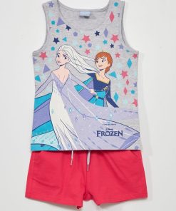 Ensemble débardeur + short 'Reine des Neiges' - 2 pièces - blanc/rose