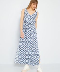Robe chemise avec ceinture à nouer 'JDY' - ikat bleu