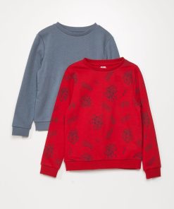 Lot de 2 sweats imprimés - Rouge/gris