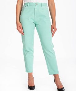 Jeans mom couleur NADIRA - Vert d'eau