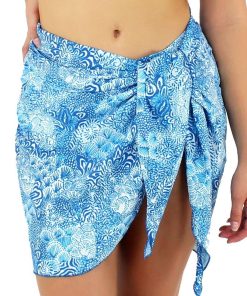 Paréo de plage court en lycra Liscia - Bleu